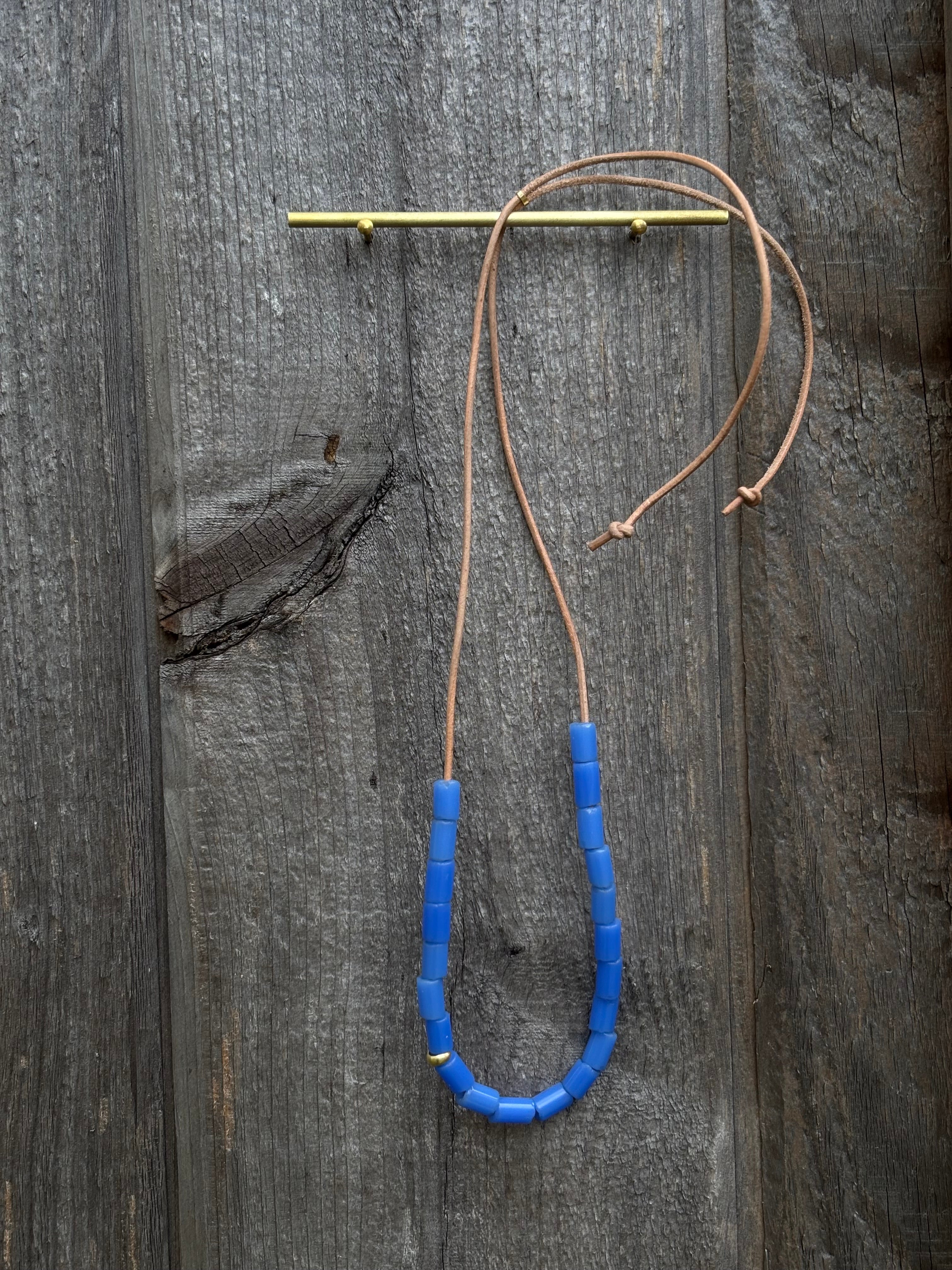 Coastal Slide Necklace in Blue & 20k Gold Beads
