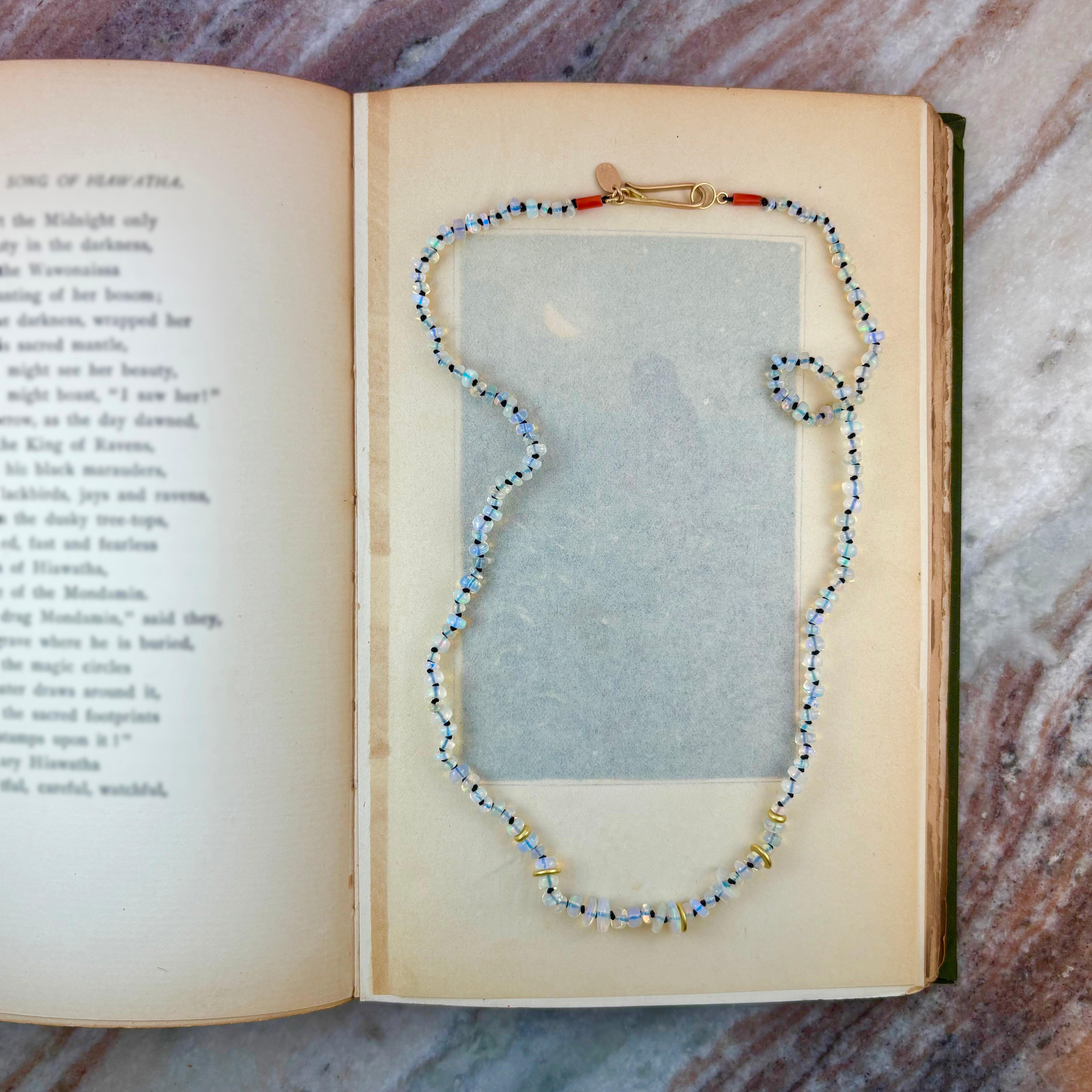 Delicate Opal & Coral Beaded Necklace