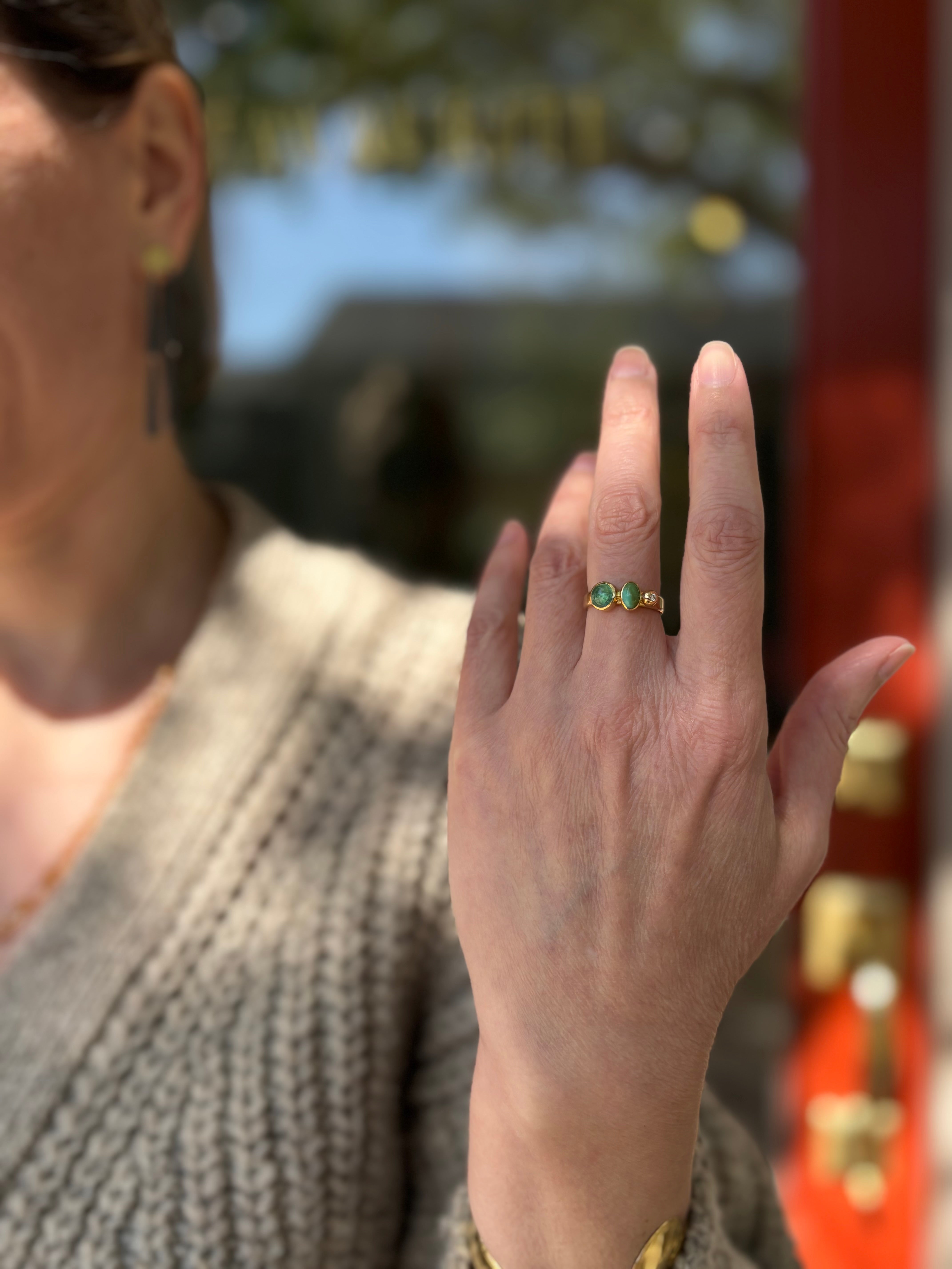 Turquoise, Tourmaline & Diamond Ring
