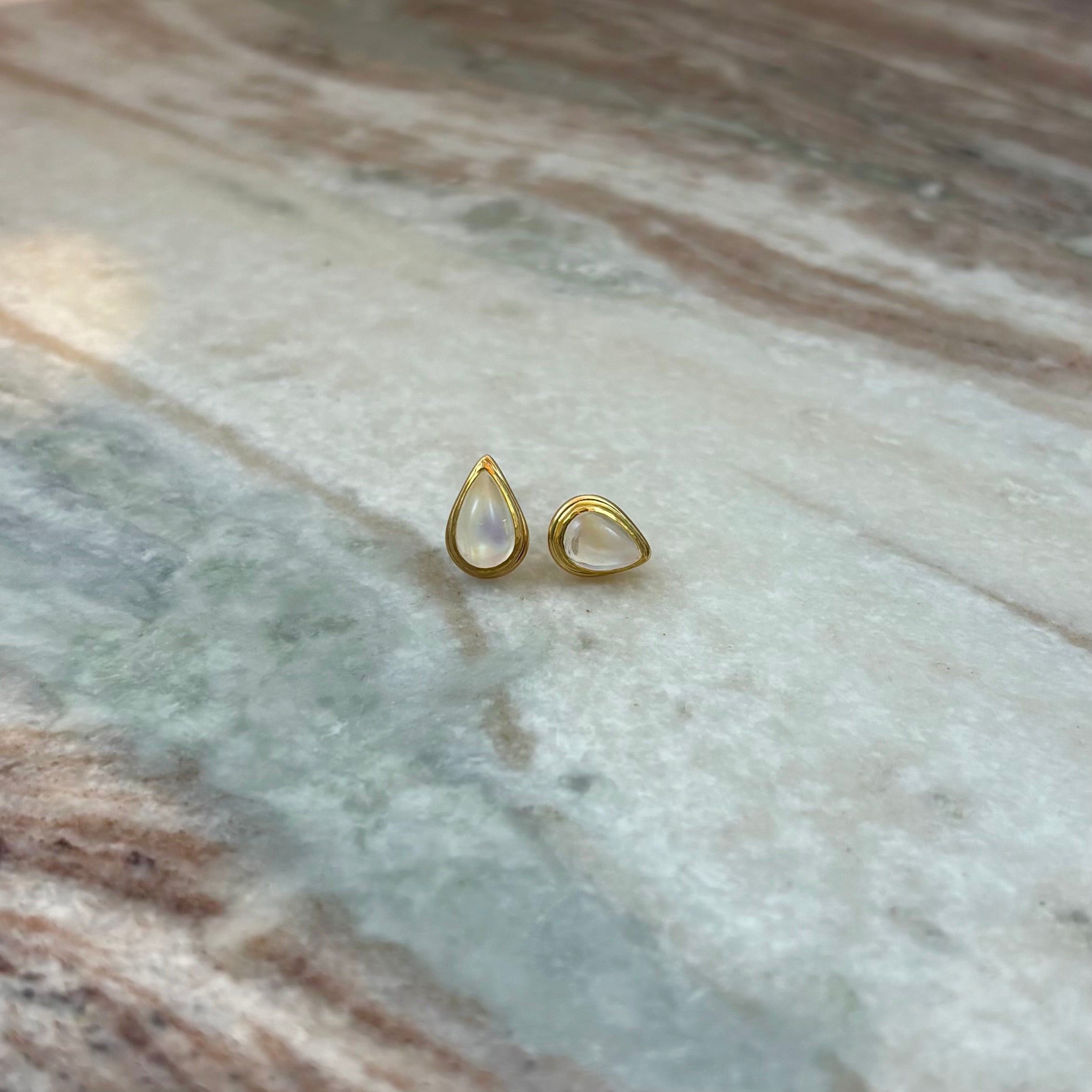 Pear Shaped Luna Moonstone Stud