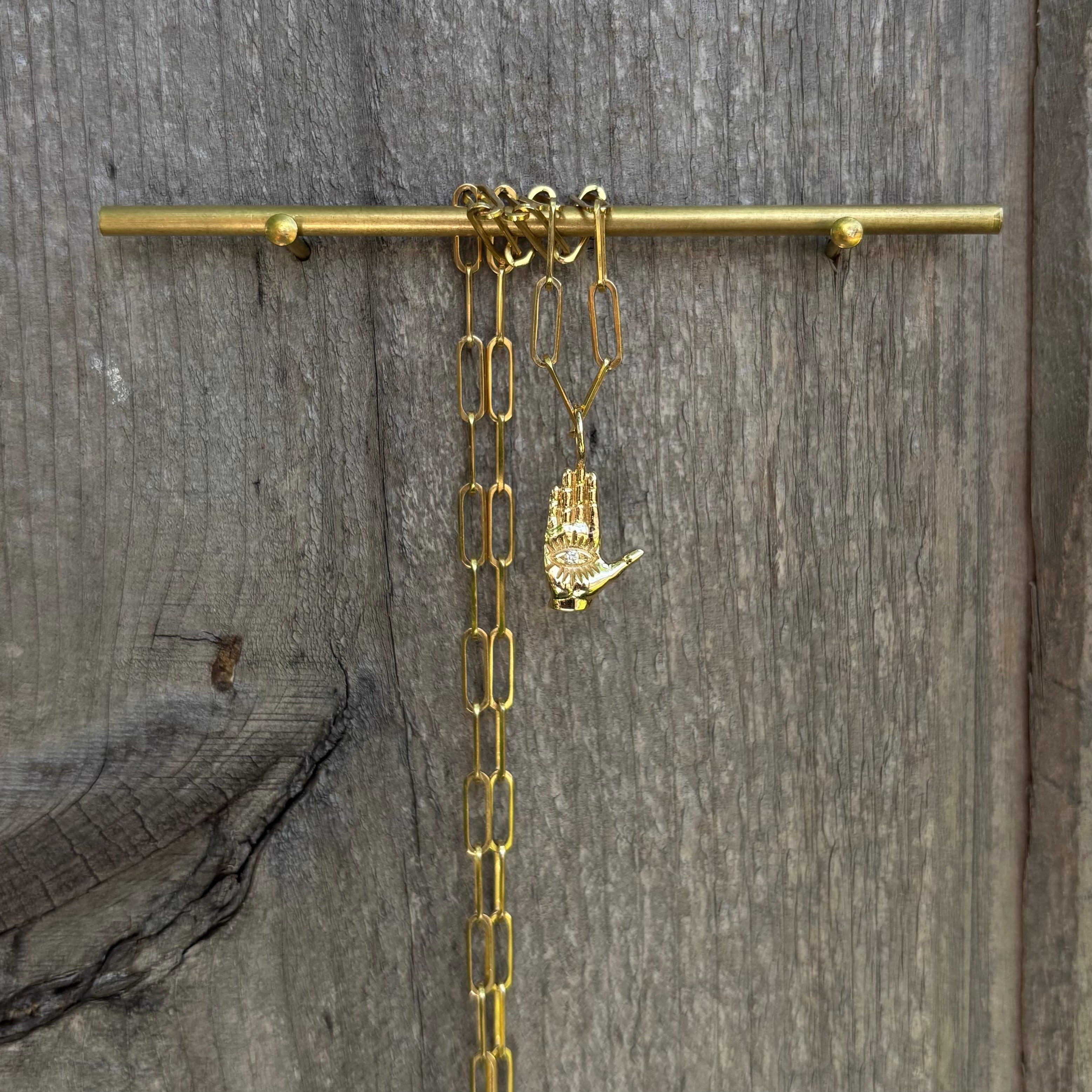 Hamsa Ladyfinger Charm in 14K Gold