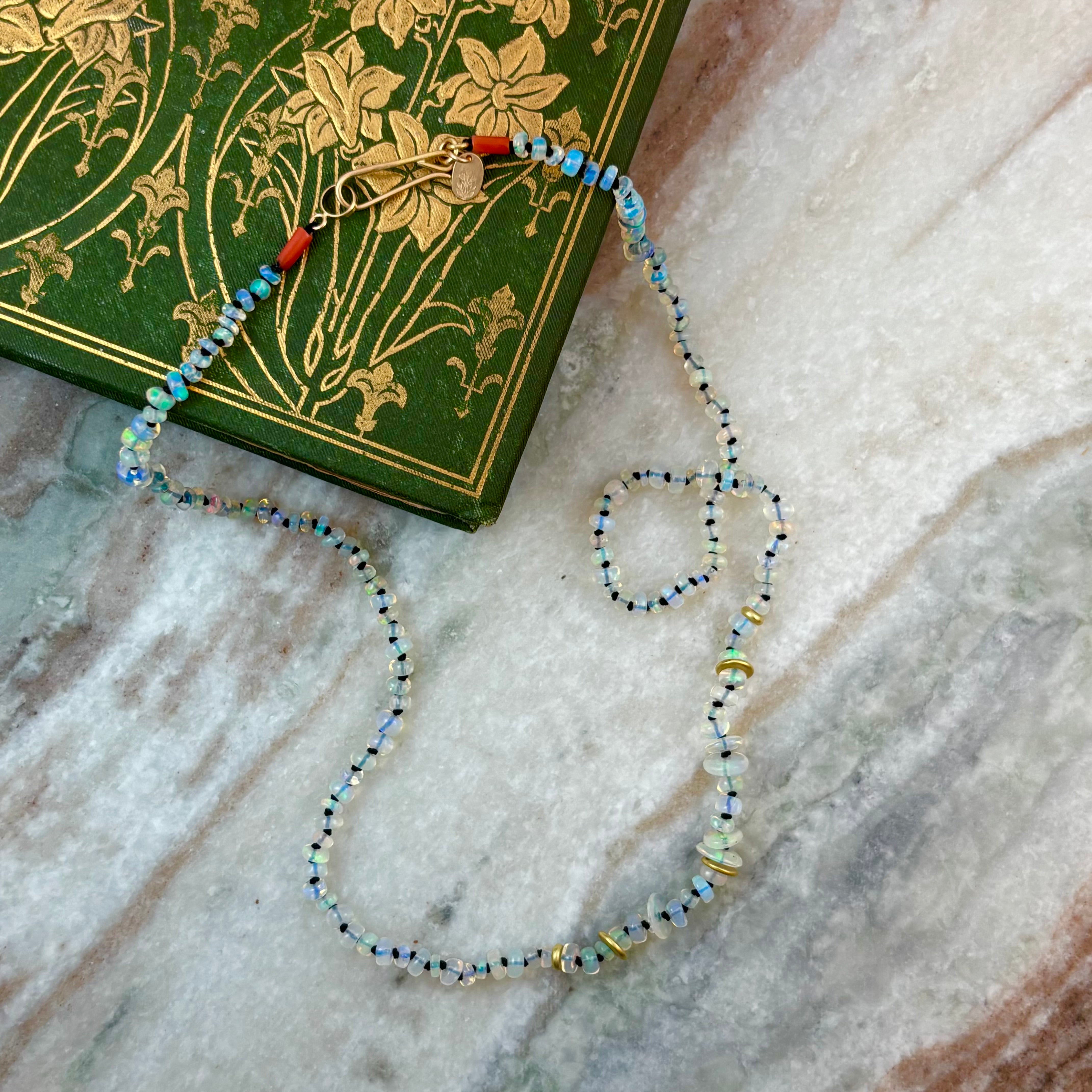 Delicate Opal & Coral Beaded Necklace