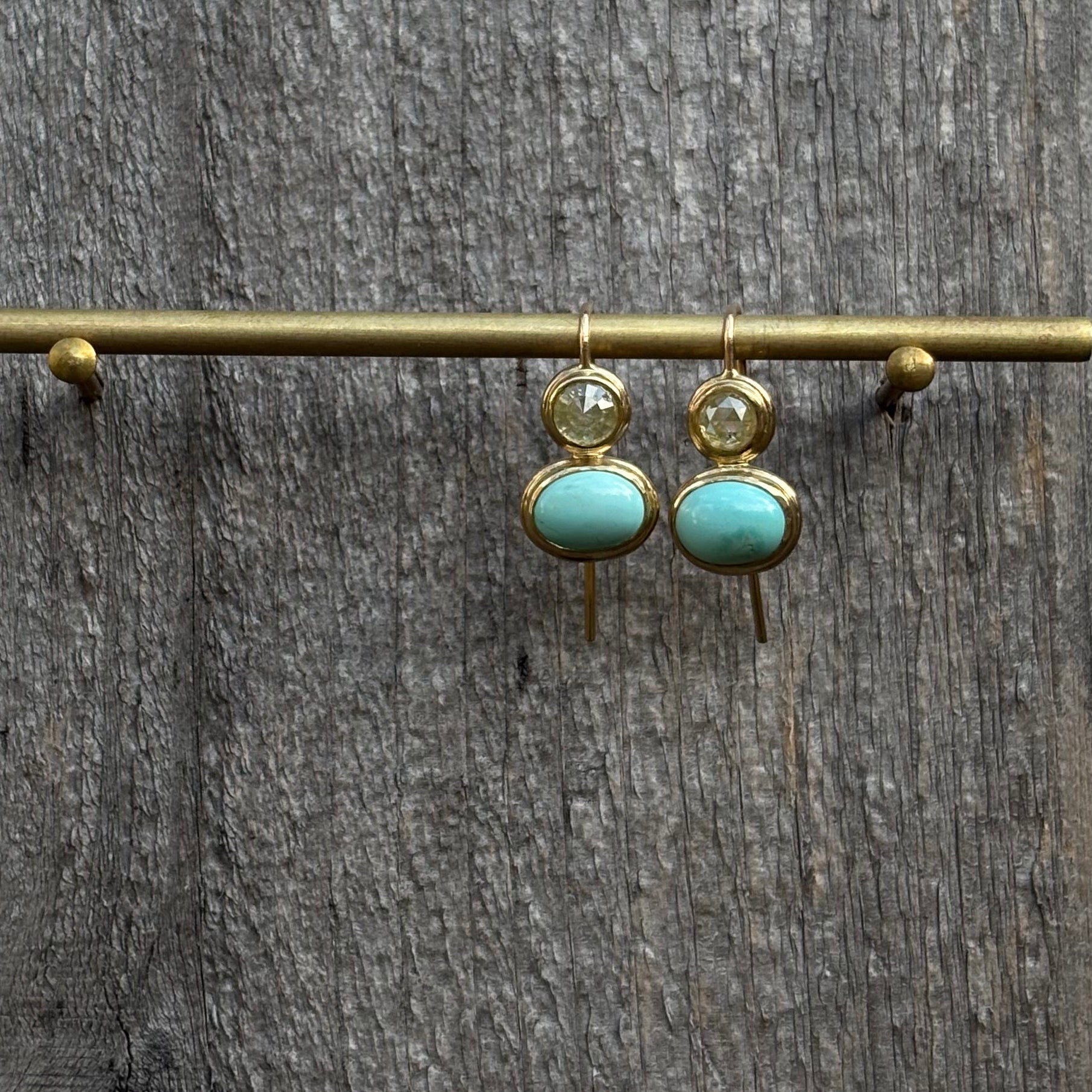 Turquoise & Yellow Diamond Earrings