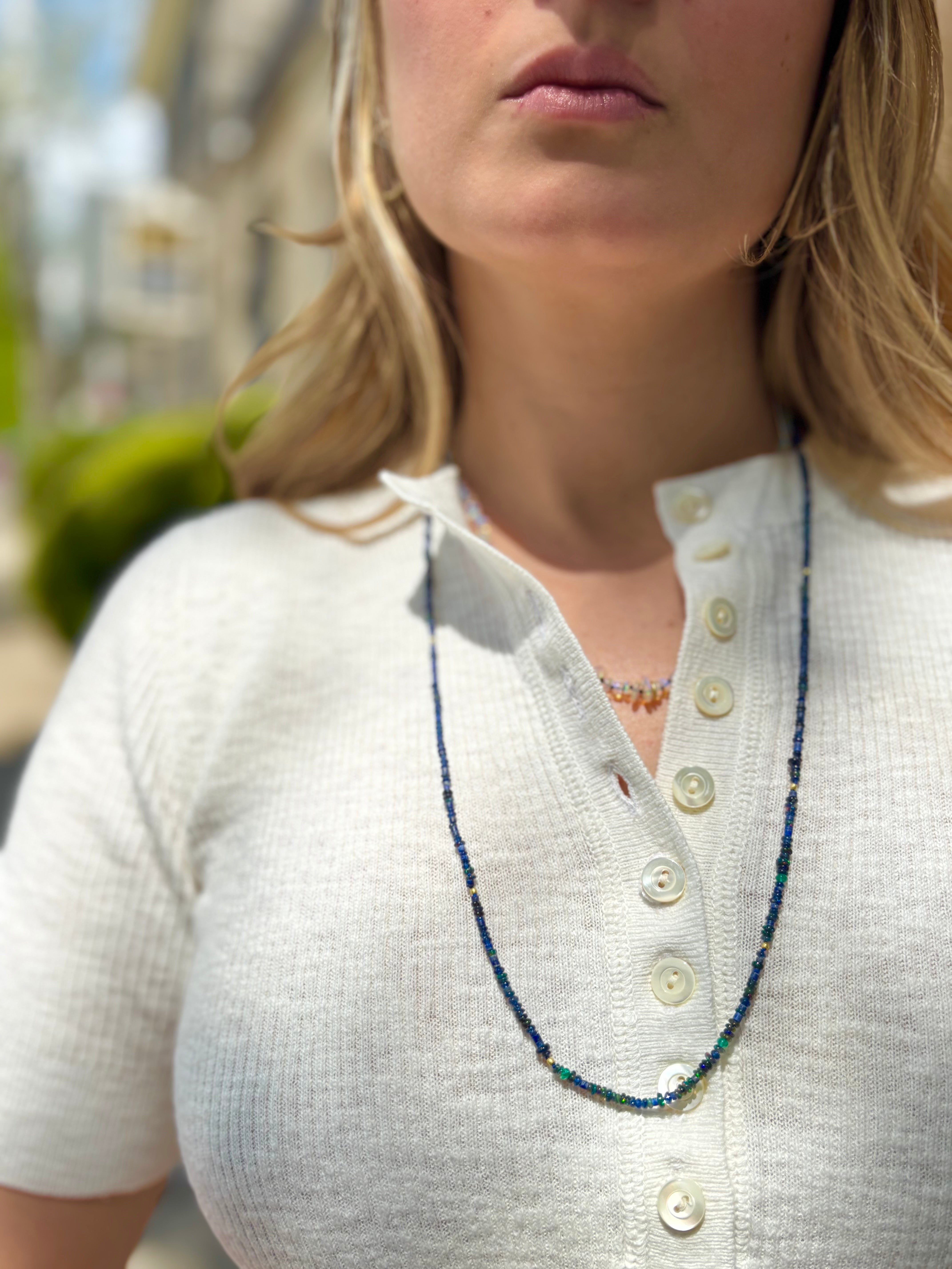 Delicate Lapis Lazuli & High Karat Gold Necklace