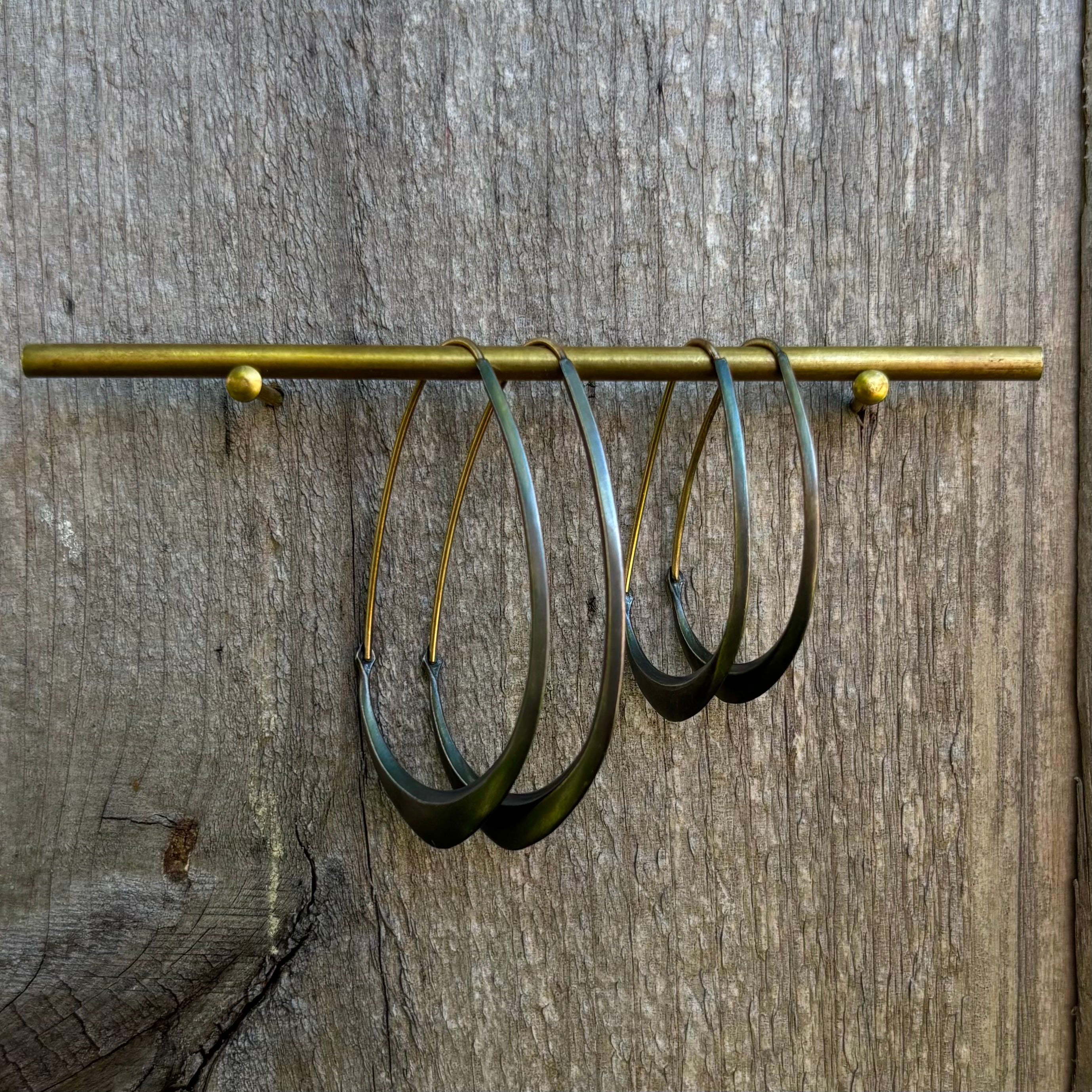 Medium Facet Hoops in OXSS + 14K Gold