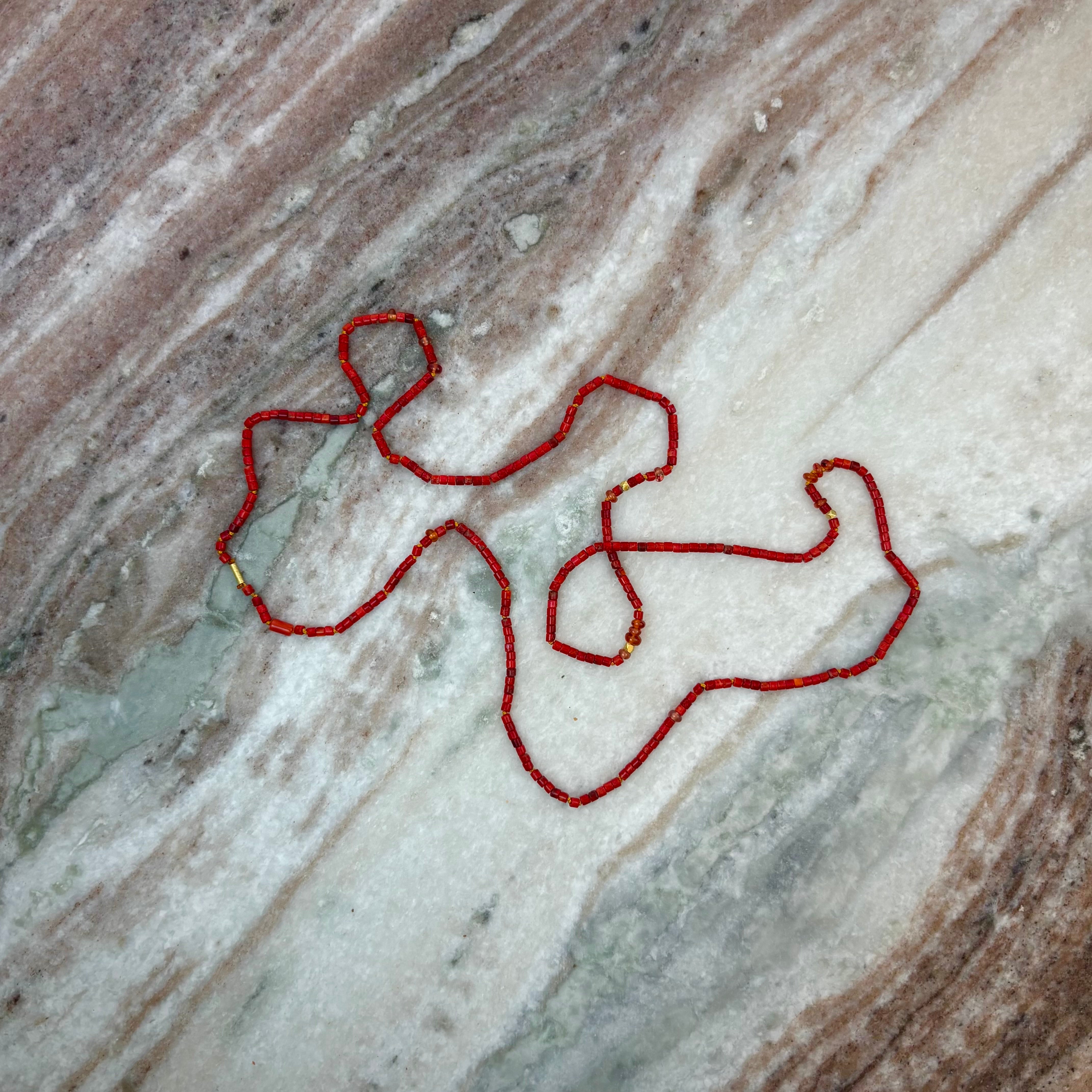 Delicate Coral & High Karat Gold Necklace