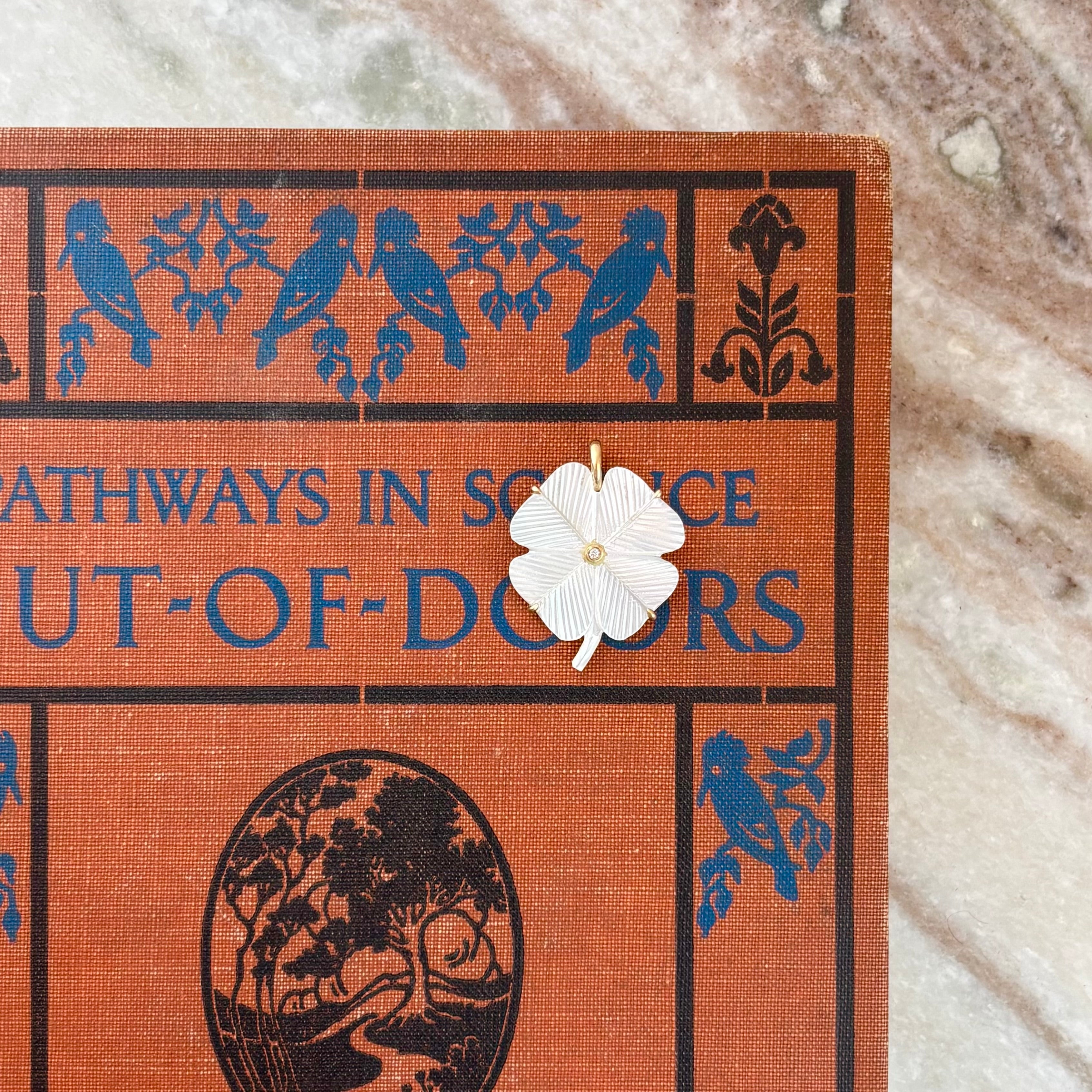 White Mother of Pearl Clover Charm