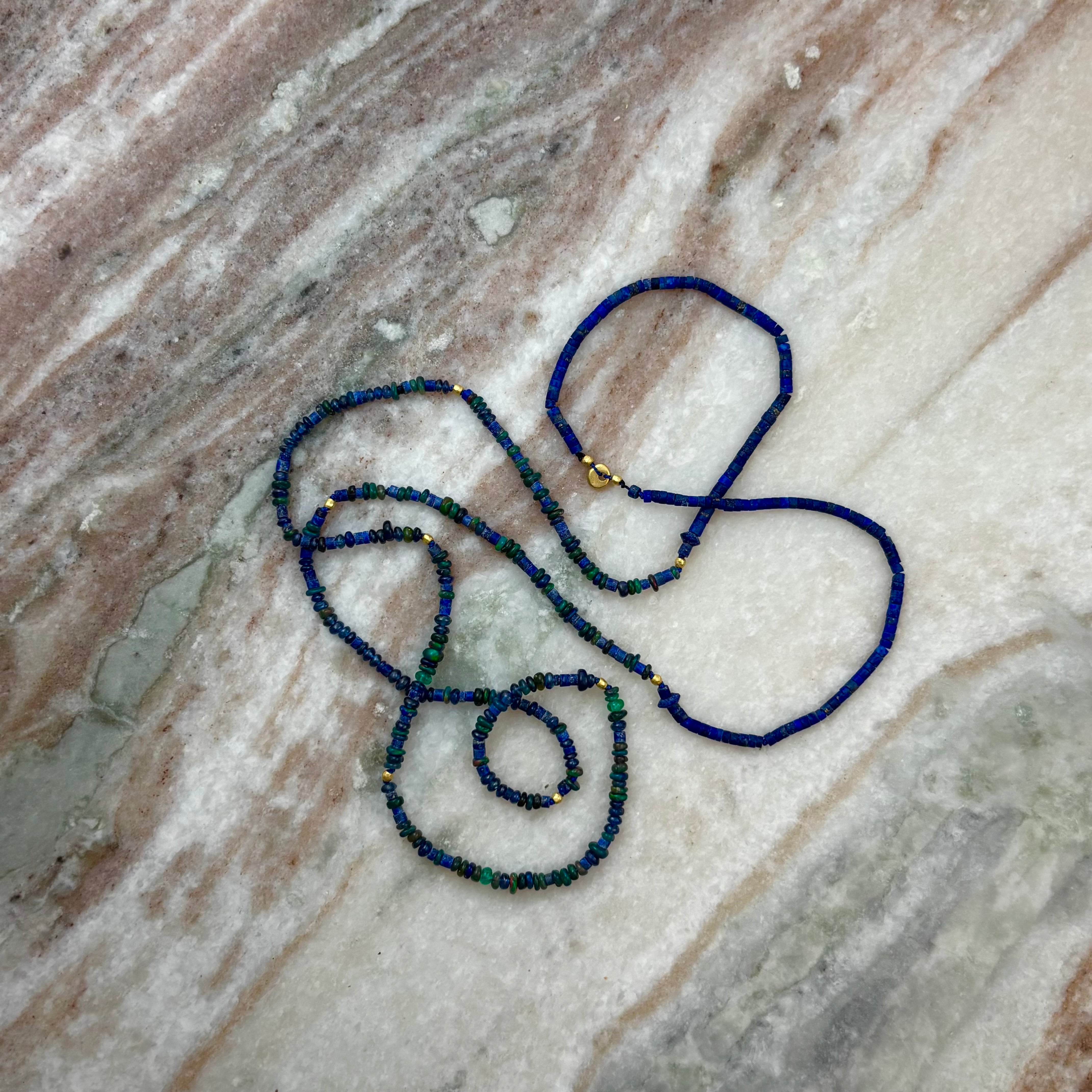 Delicate Lapis Lazuli & High Karat Gold Necklace