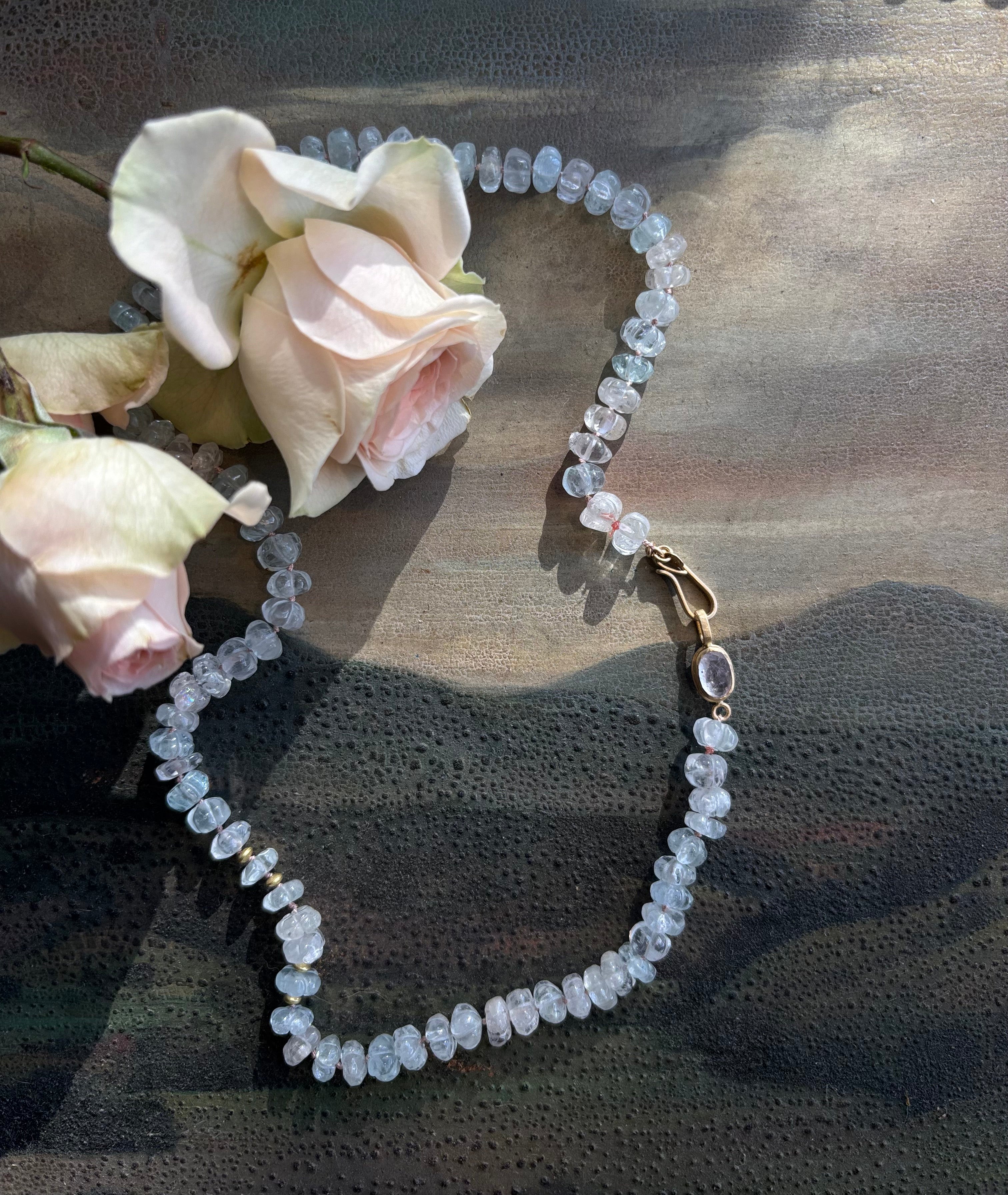 Carved Beryl & Pink Sapphire Necklace