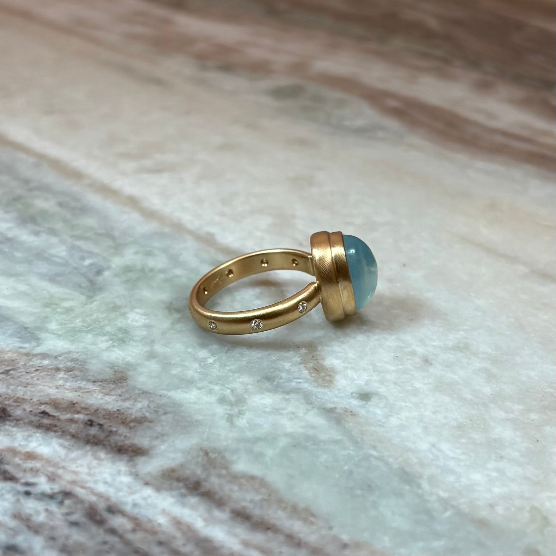 Aquamarine & Diamond Ring