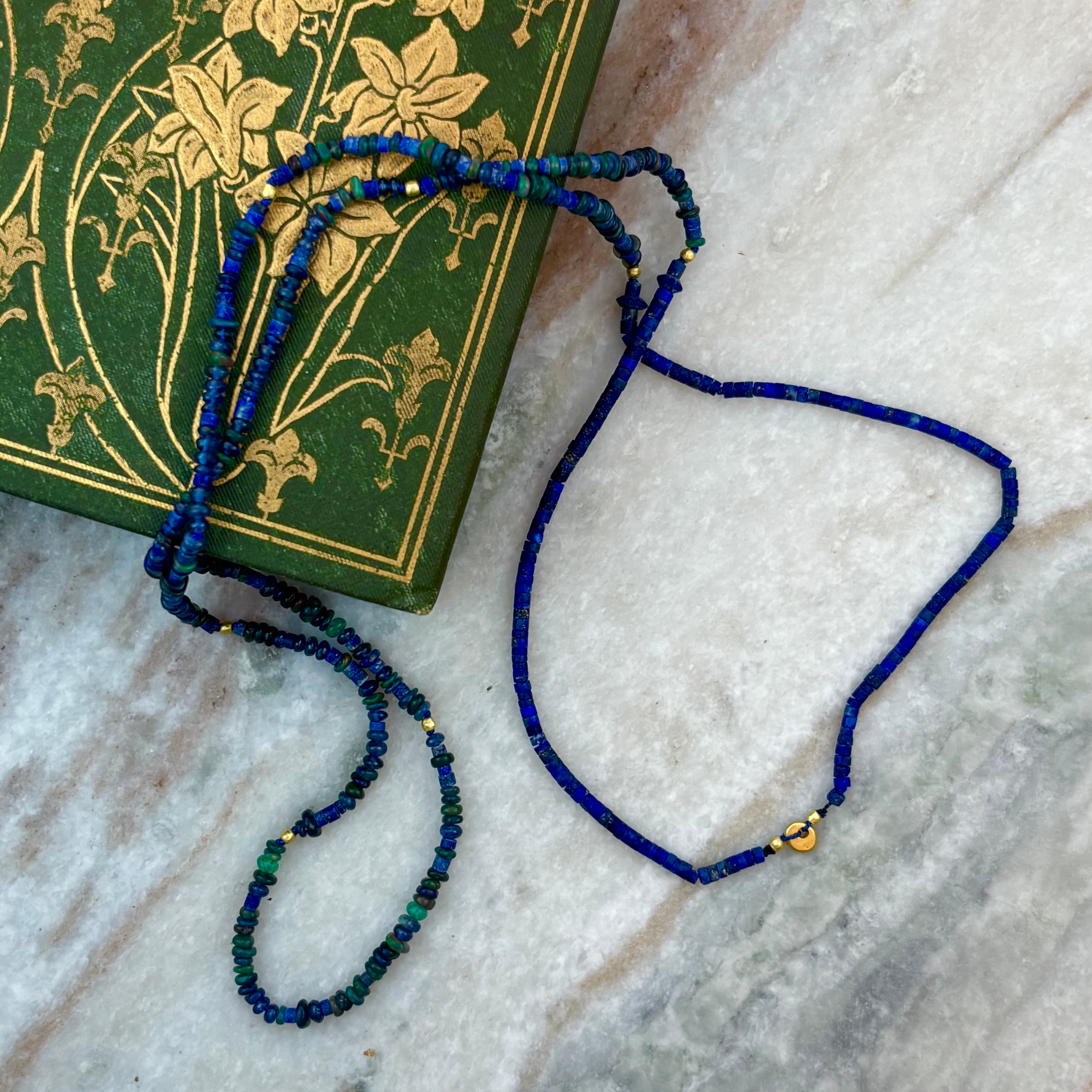Delicate Lapis Lazuli & High Karat Gold Necklace