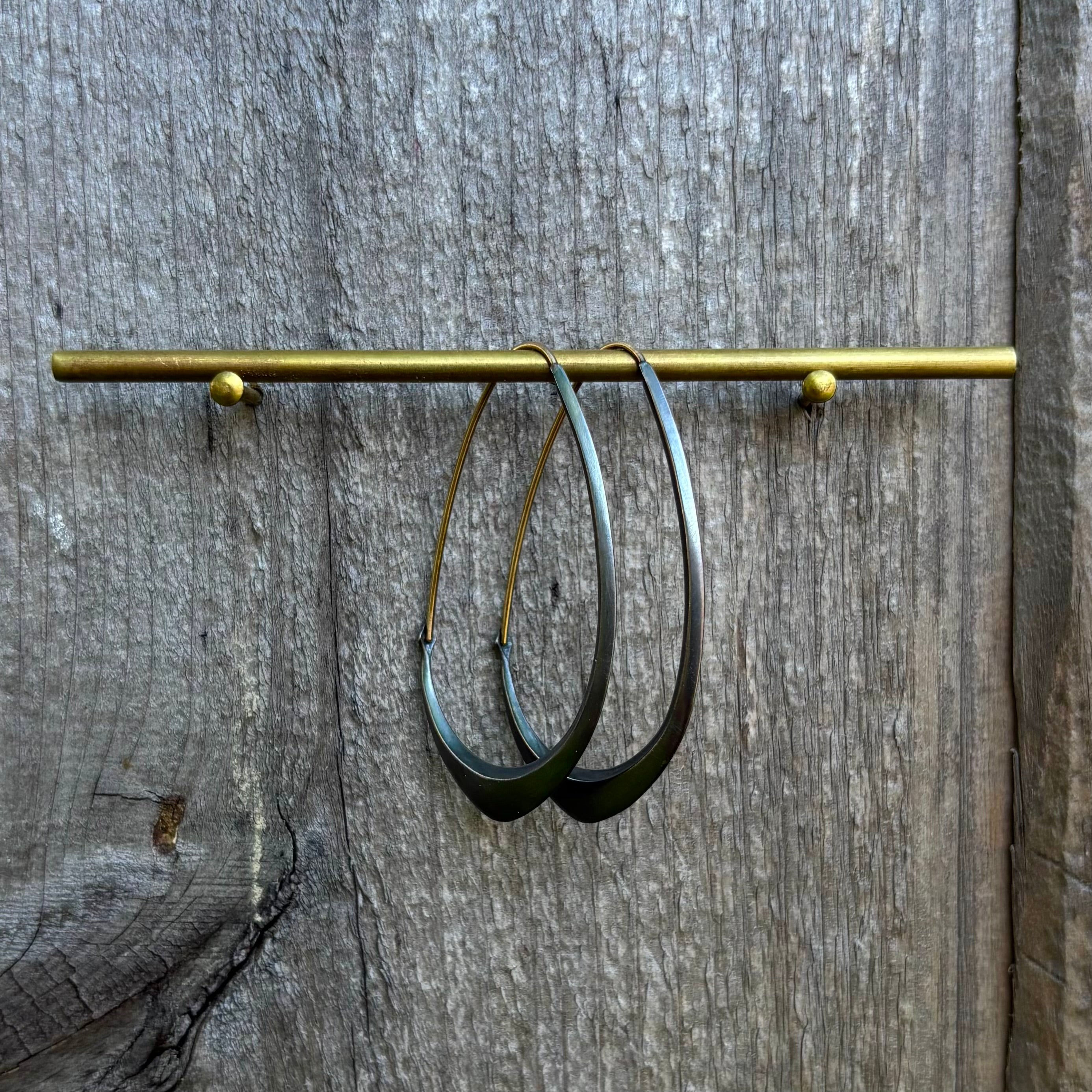 Medium Facet Hoops in OXSS + 14K Gold