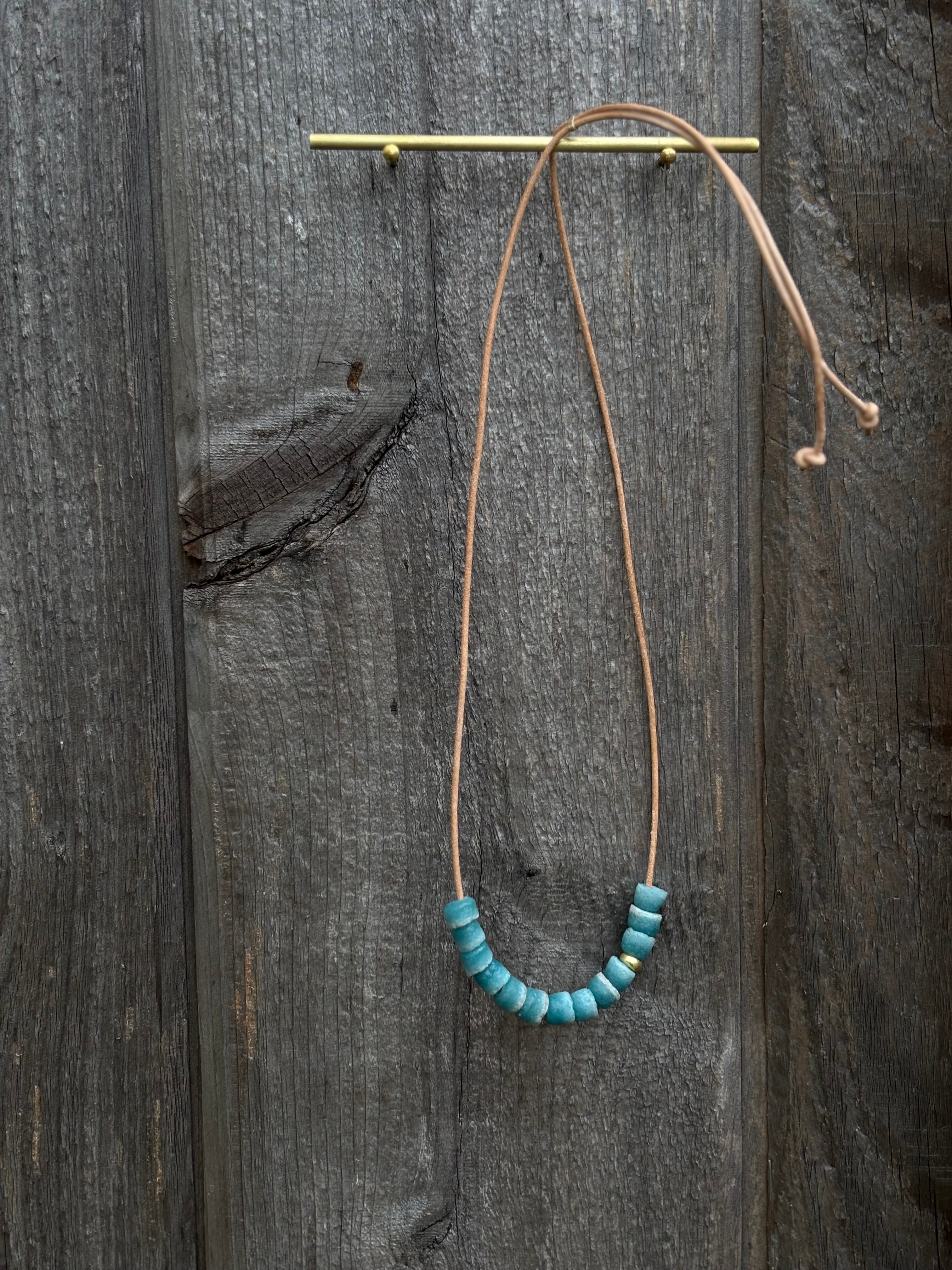 Coastal Slide Necklace in Vintage Venetian Glass & 20k Gold