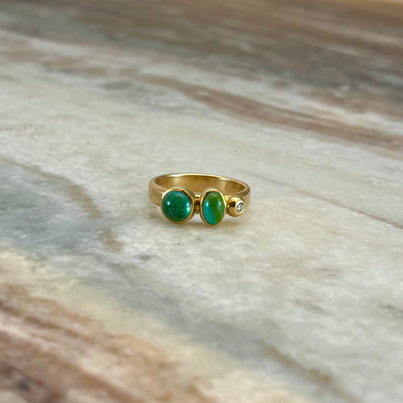 Turquoise, Tourmaline & Diamond Ring