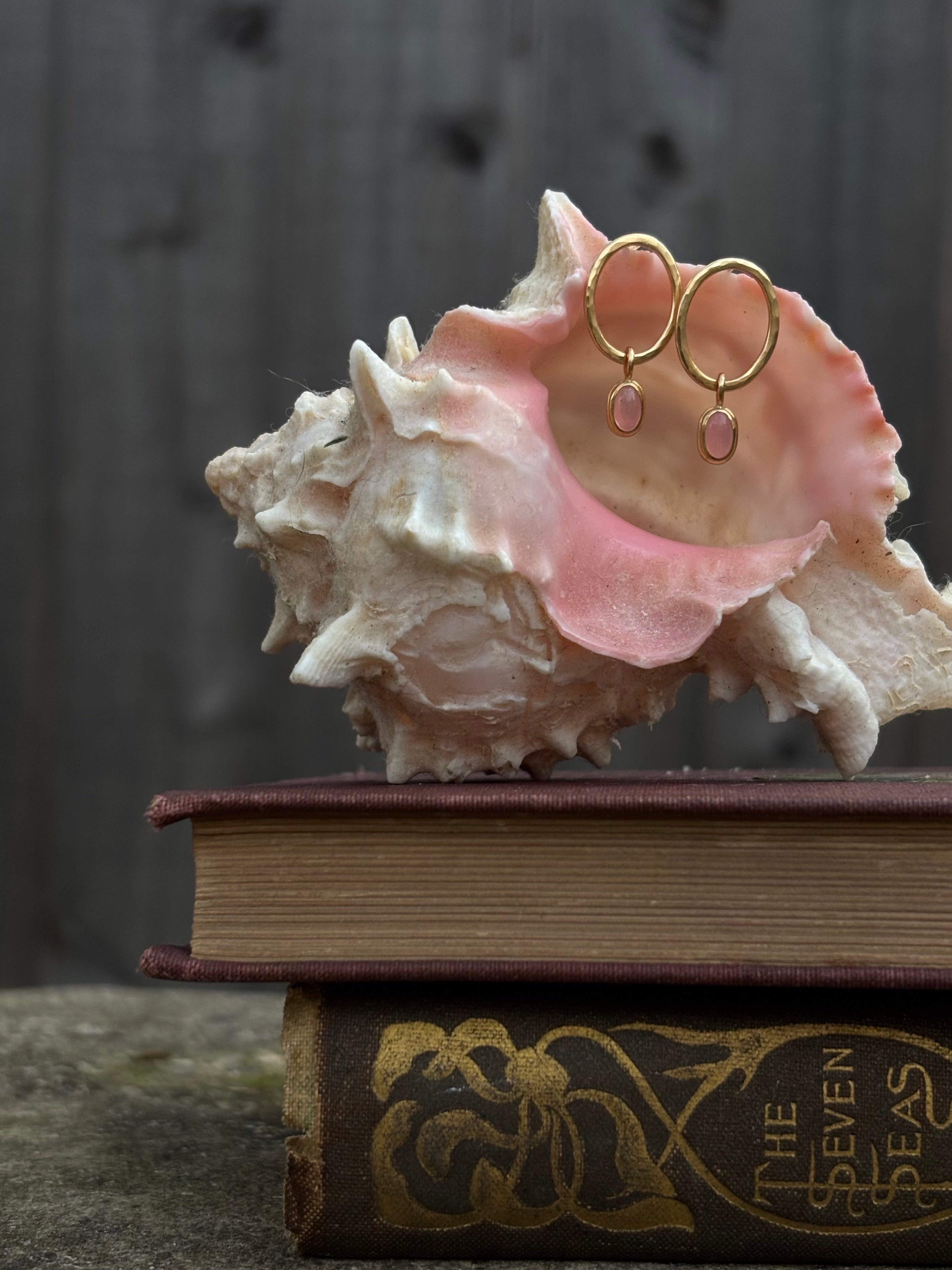 Rose Quartz Hoops