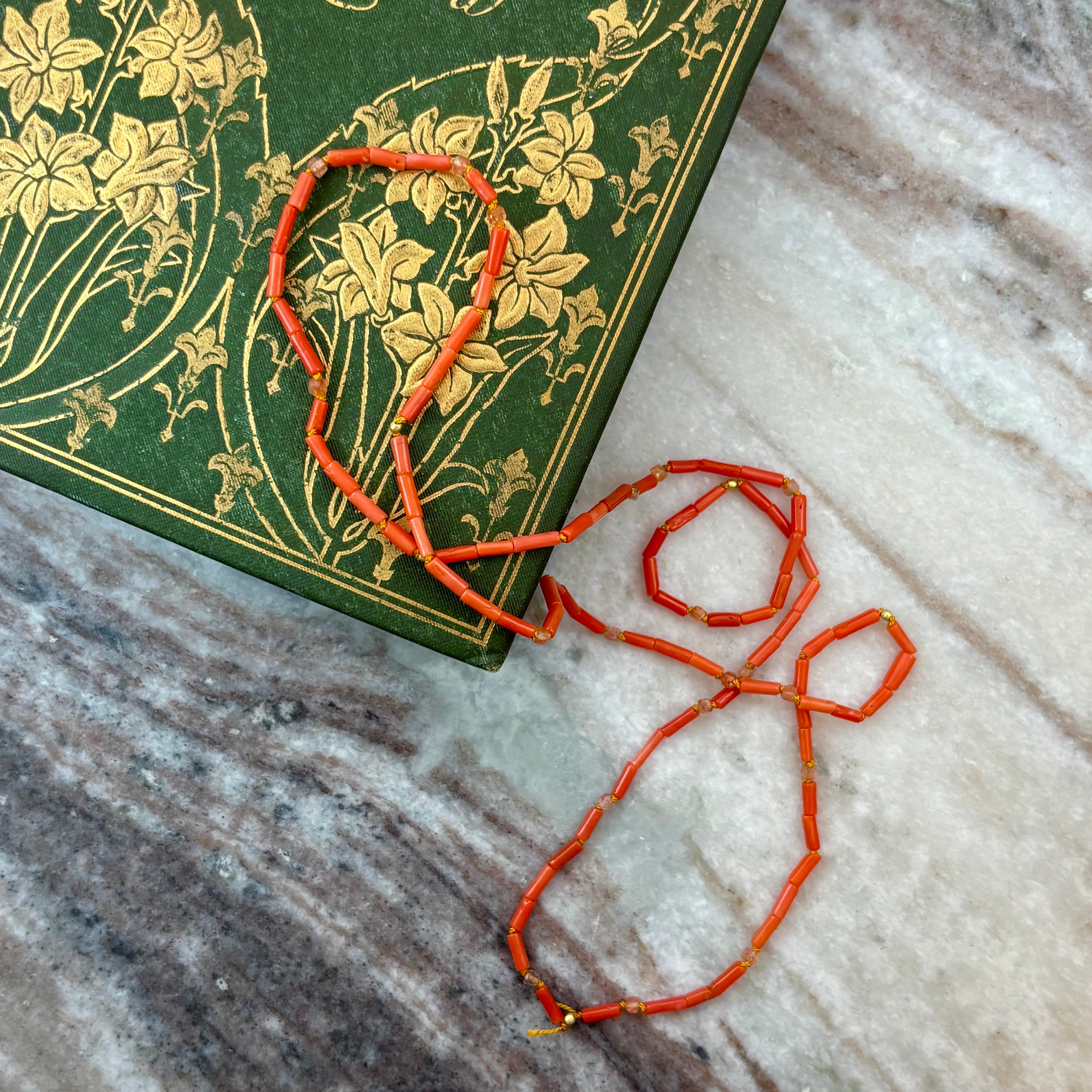 Delicate Coastal Knot in Orange Coral & High Karat Gold