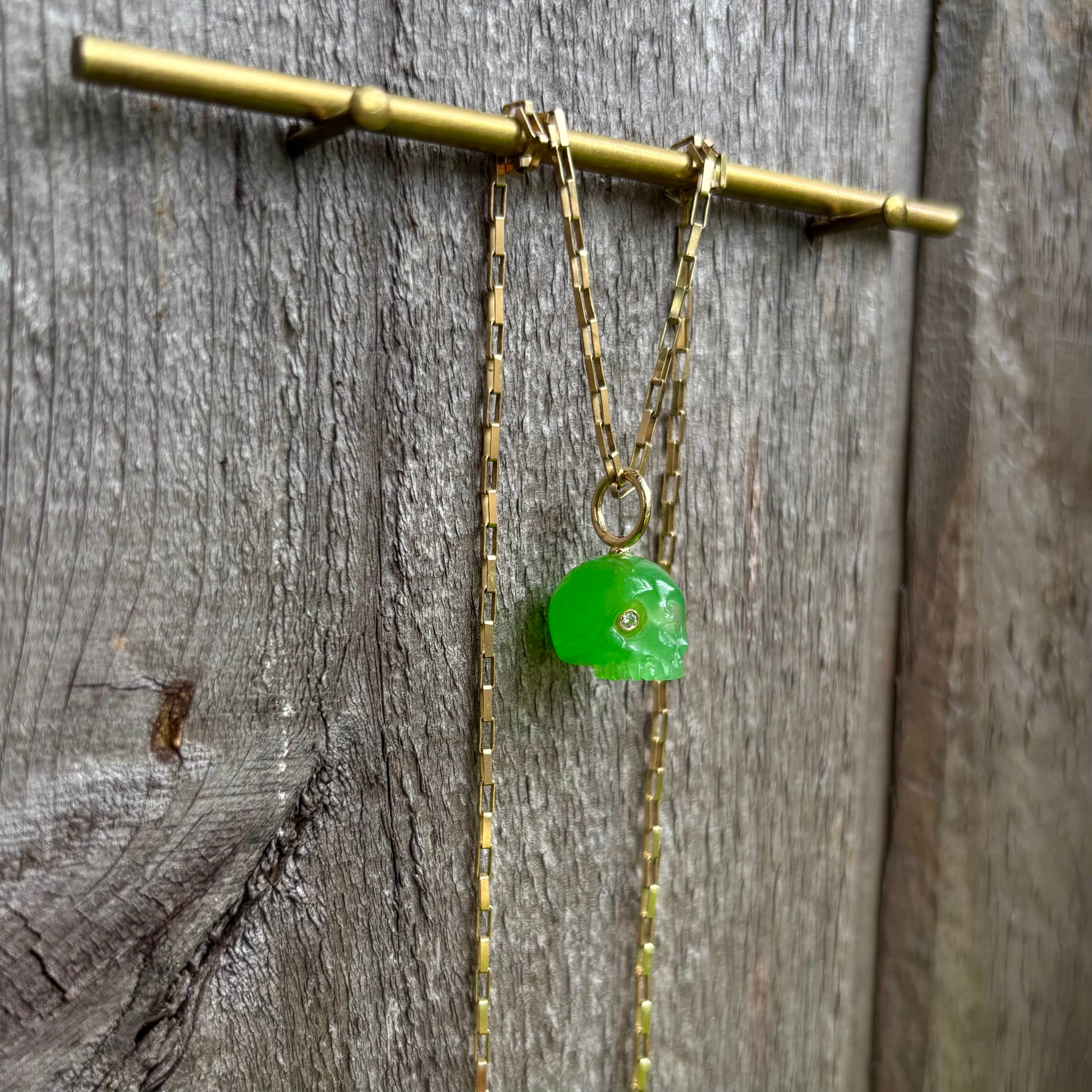 Grass Green Chalcedony Skull Baby