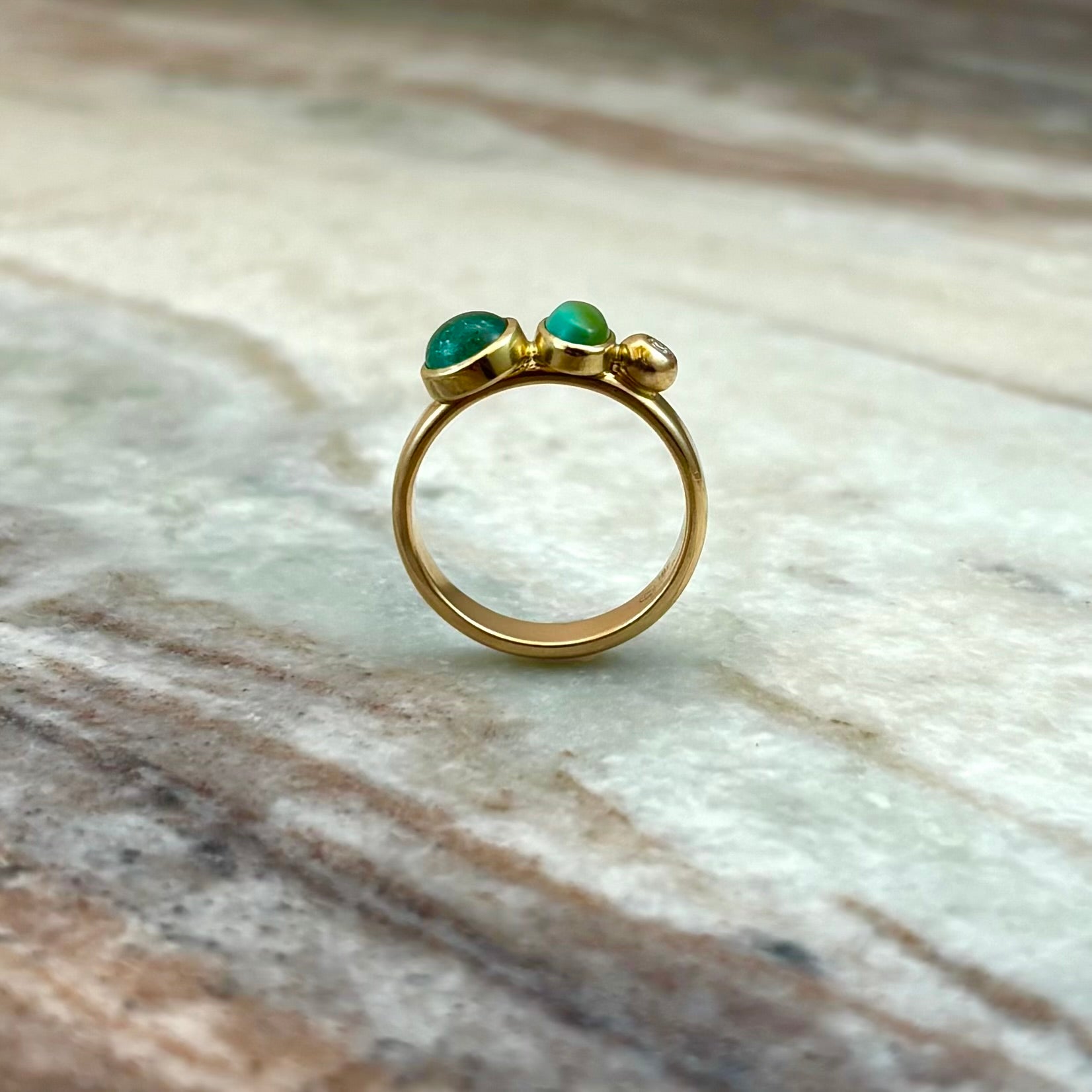 Turquoise, Tourmaline & Diamond Ring