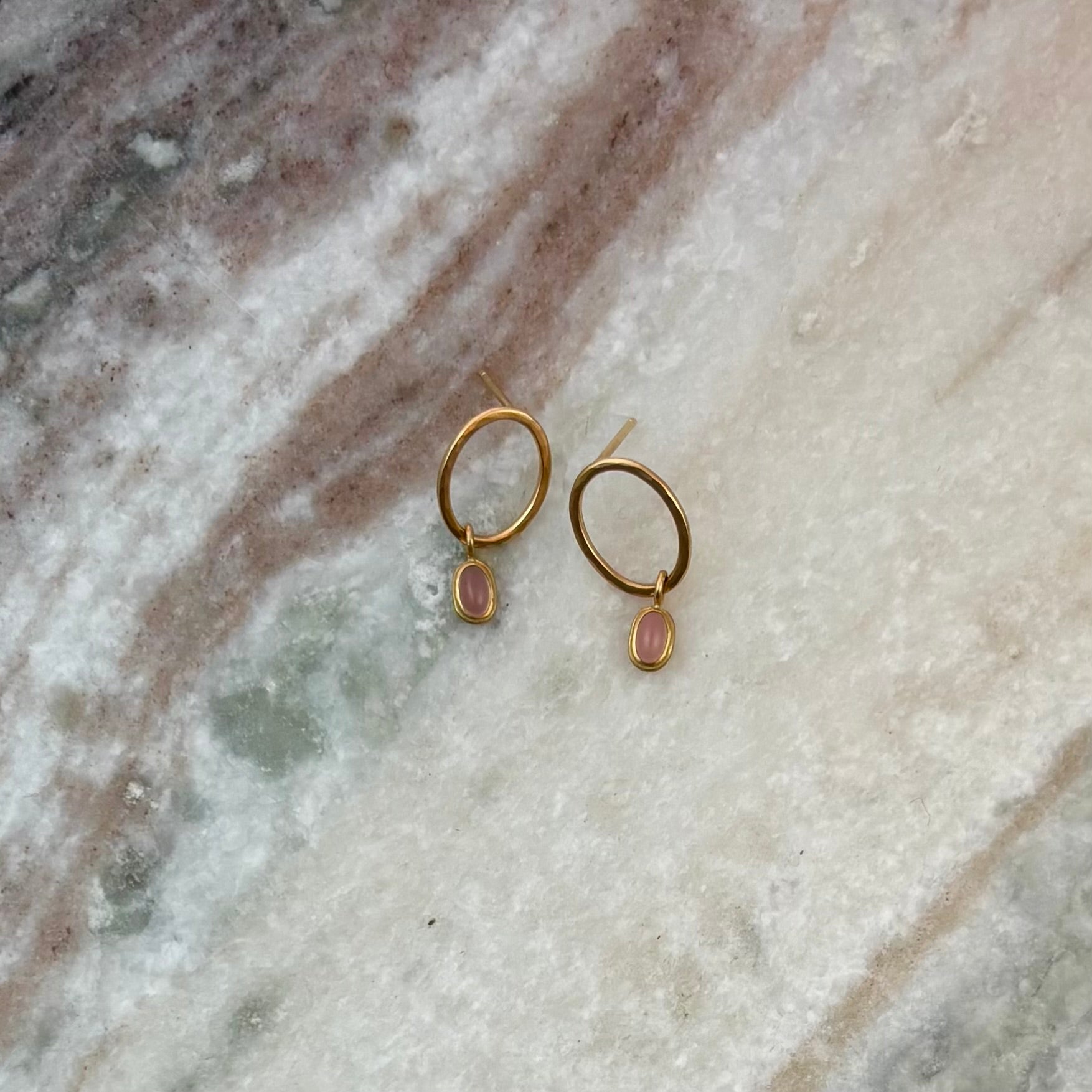 Rose Quartz Hoops