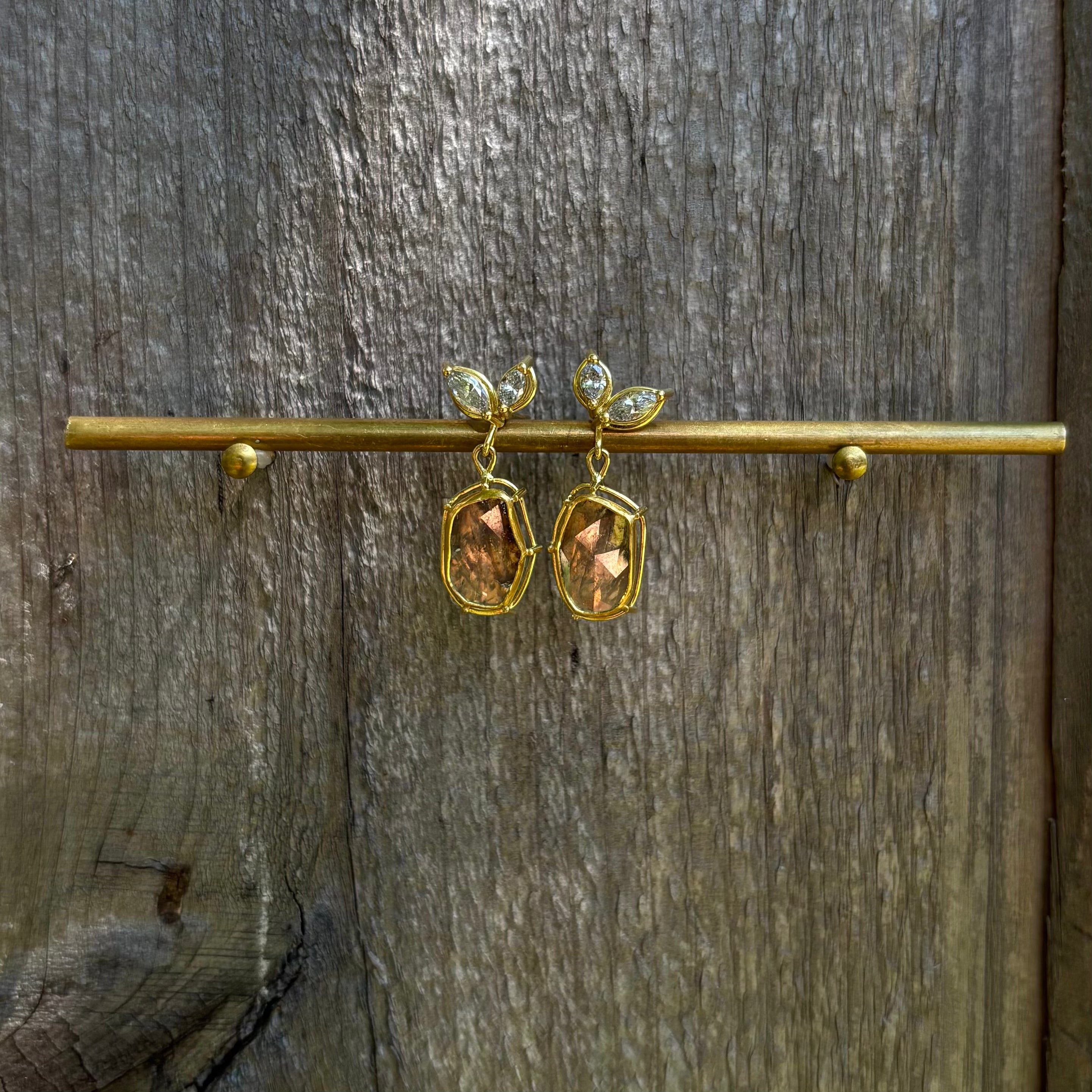 Feathered Diamond Drop Earrings