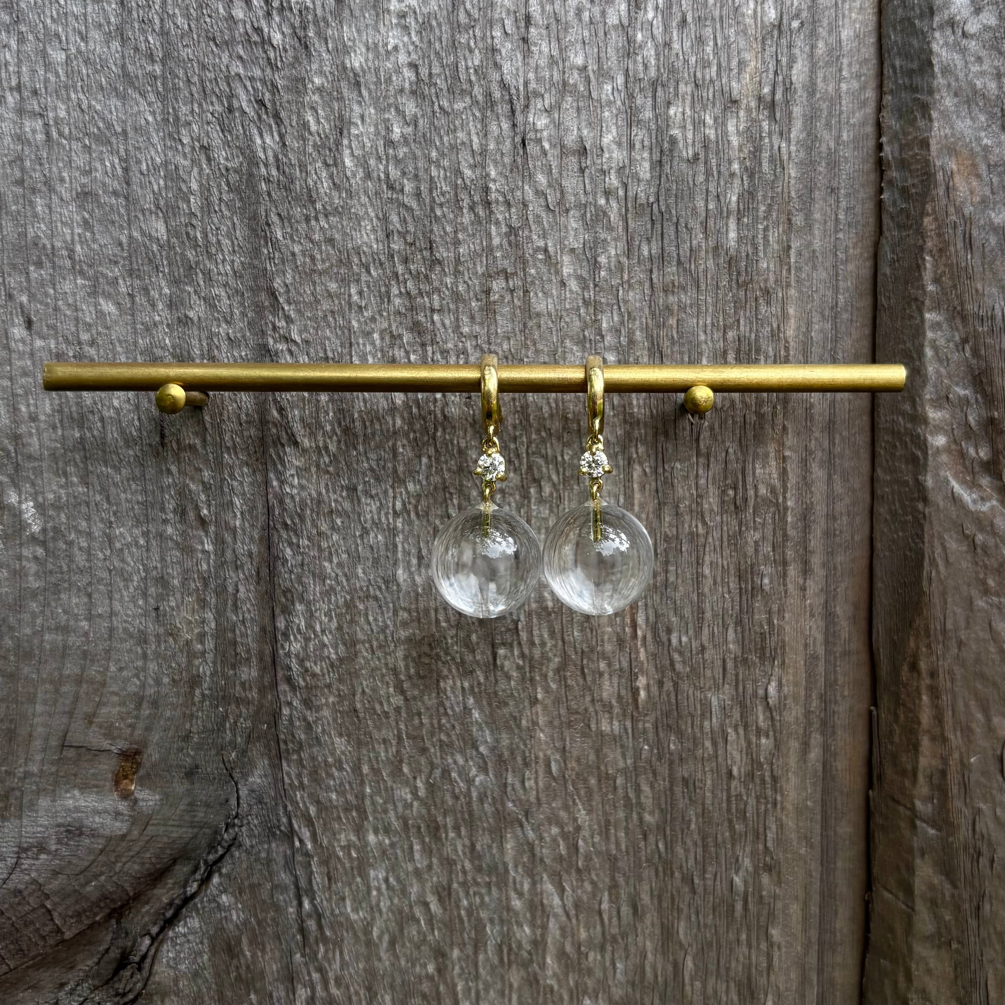 Huggie Hoops-Rock Crystal & Diamond
