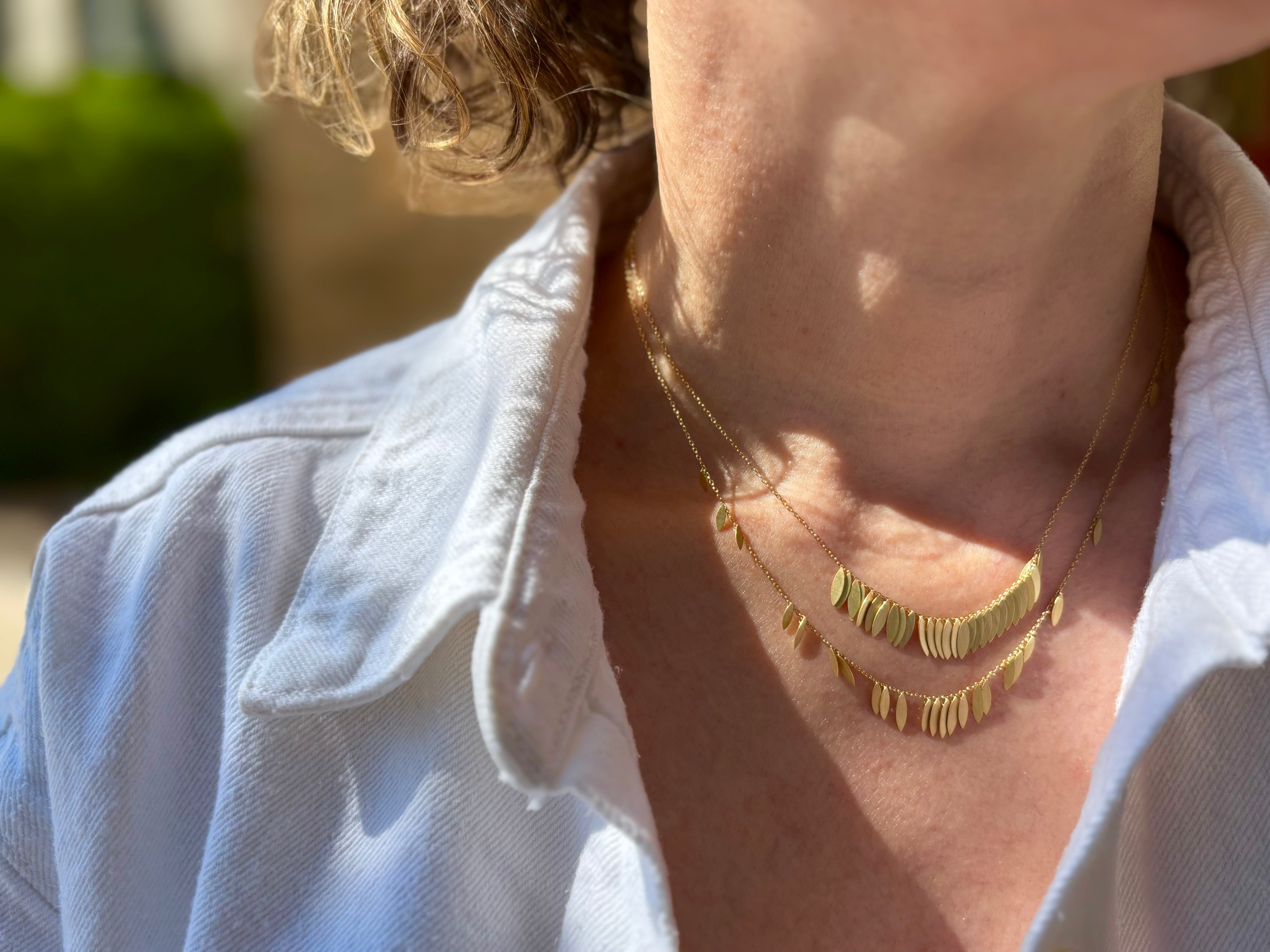 Golden Leaf Arc Necklace