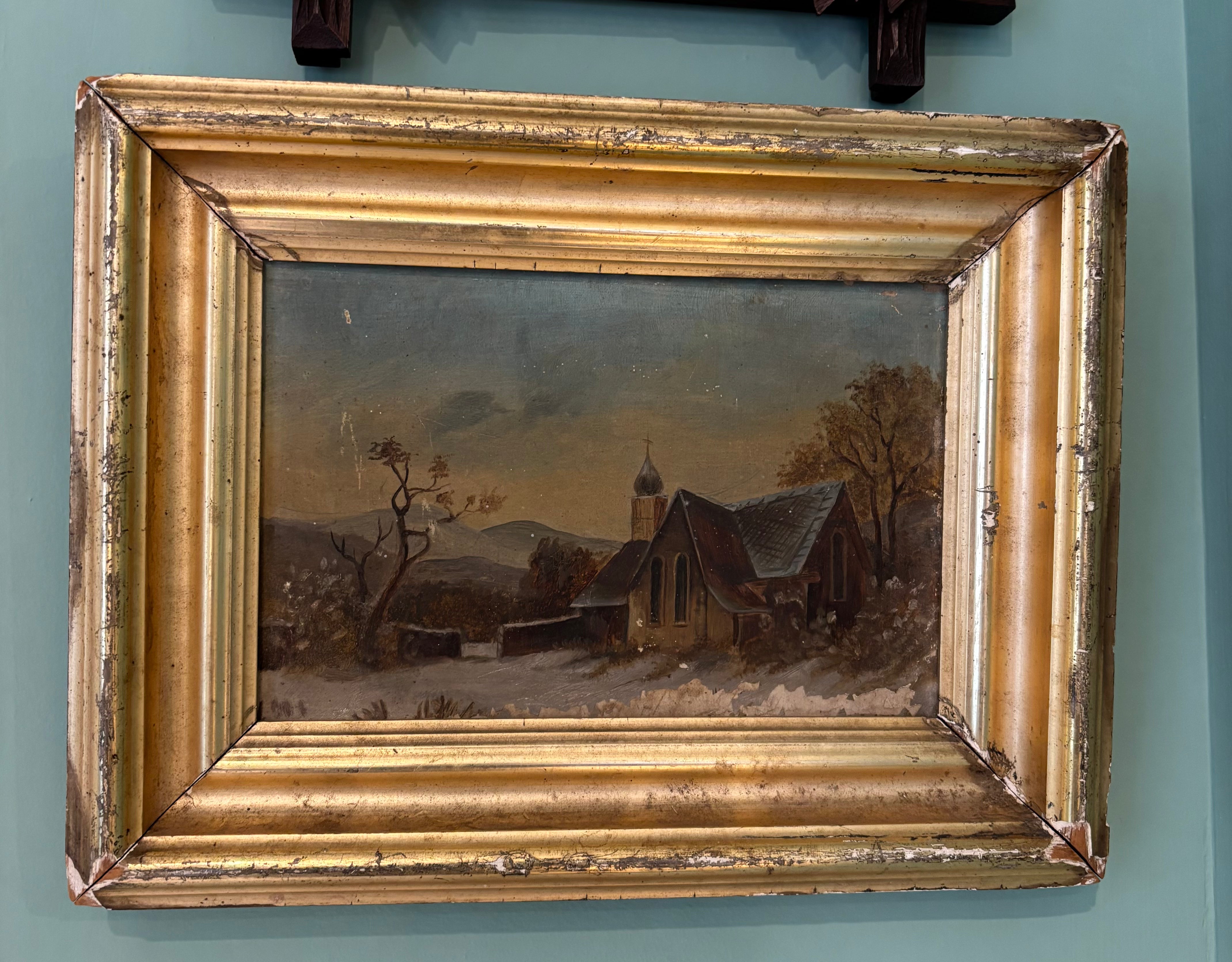 Early American Primitive Painting on Board,