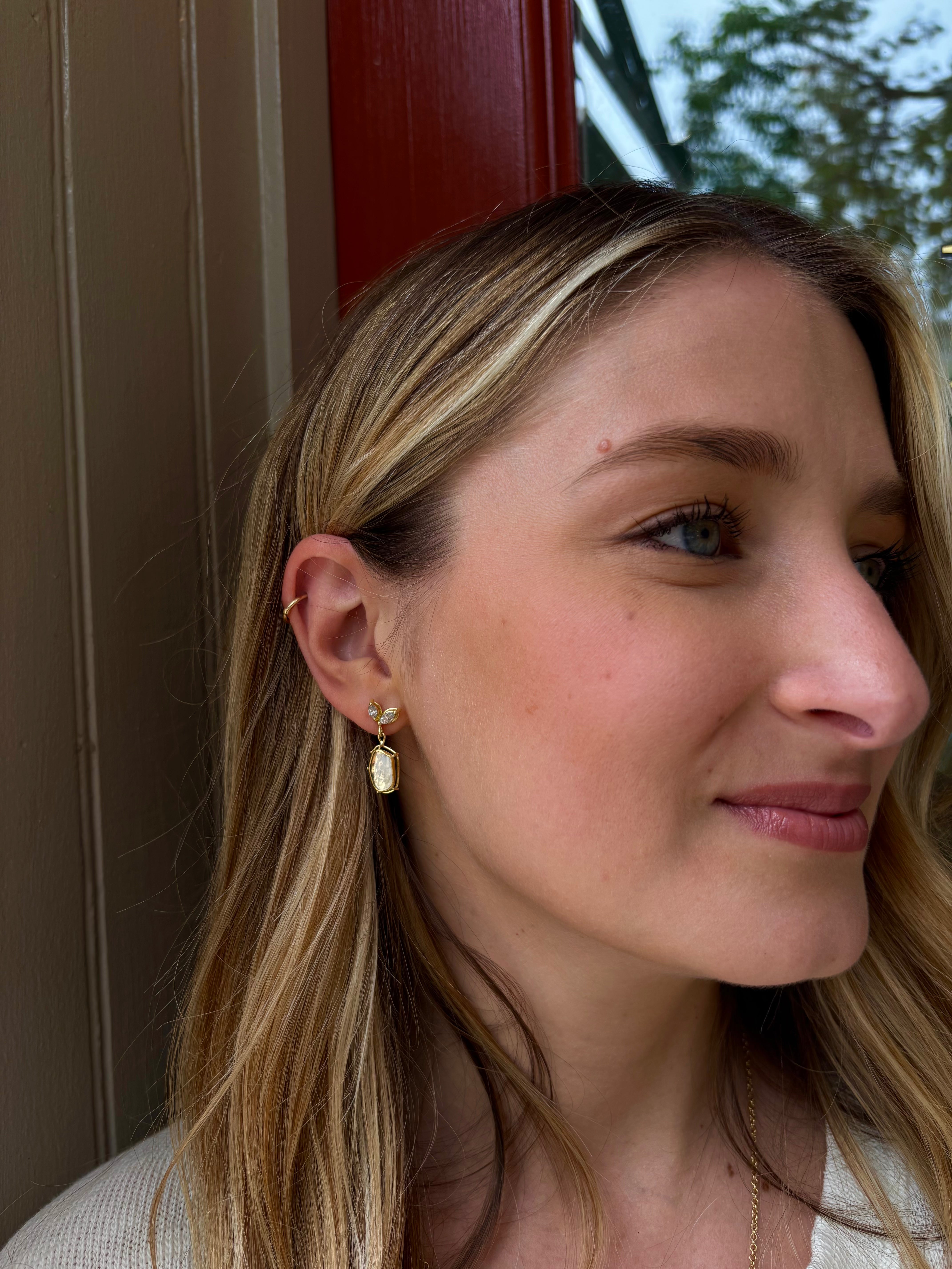Feathered Diamond Drop Earrings