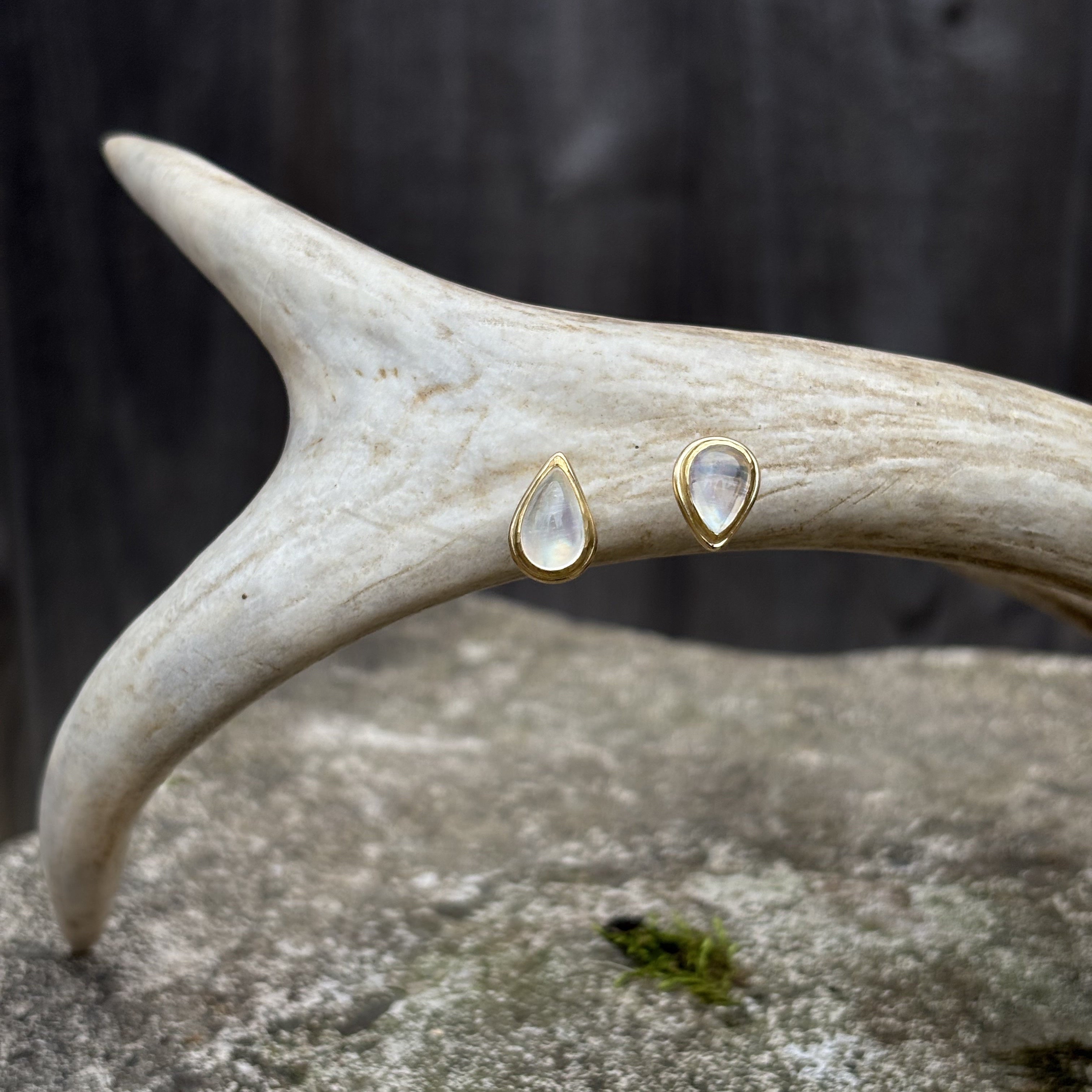 Pear Shaped Luna Moonstone Stud