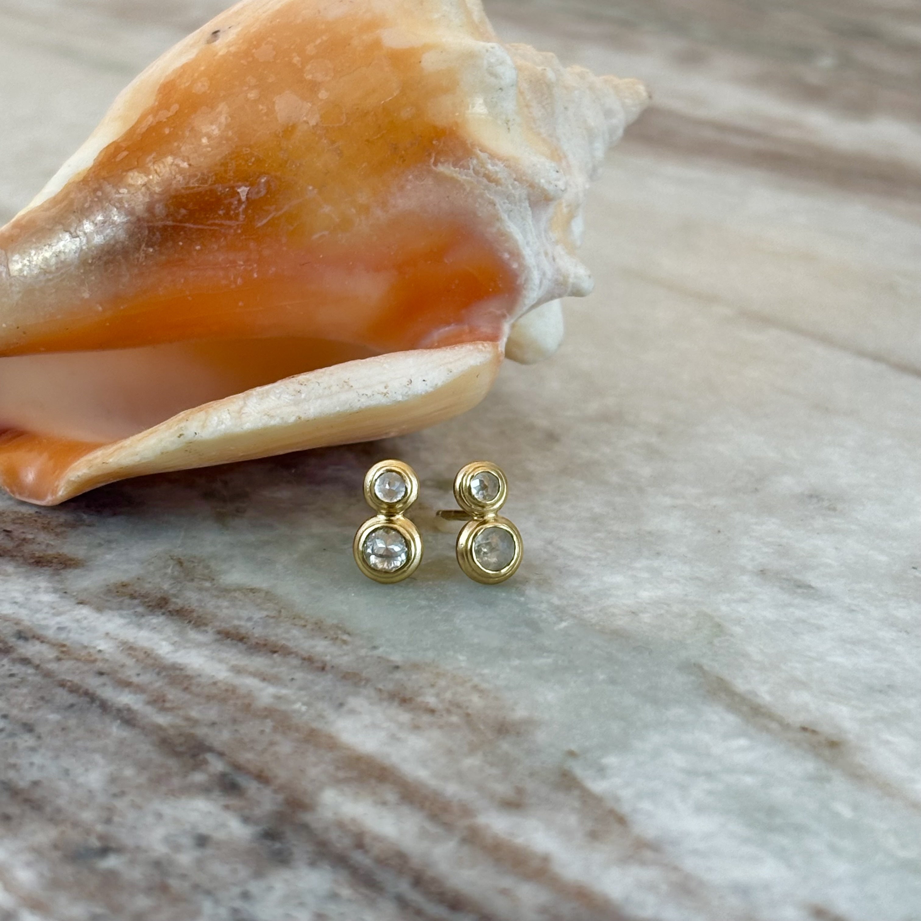 Opaque Double Diamond Stud Earrings